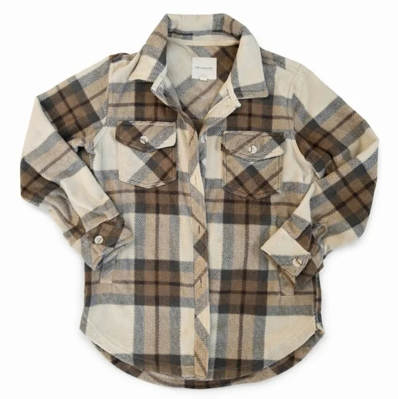 Thread & Supply women's plaid polar fleece shacket neutral size Small - Picture 3 of 8